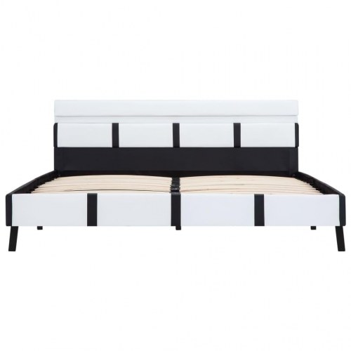 Sengestel med LED 160 x 200 cm - hvid/sort
