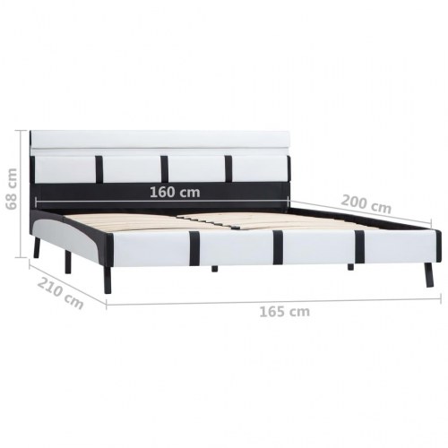 Sengestel med LED 160 x 200 cm - hvid/sort