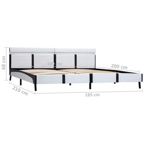 Sengestel med LED 180 x 200 cm i kunstlæder - hvid/sort