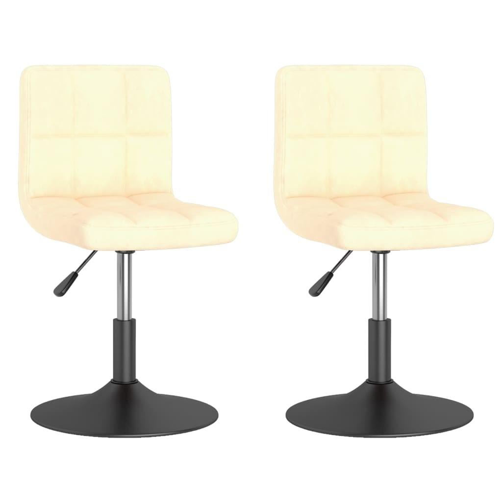 Drejelige spisebordsstole 2 stk. fløjl cremefarvet billede