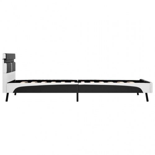 Sengestel 90 x 200 cm med LED i kunstlæder - grå/hvid