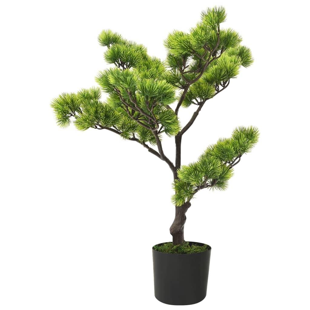 Kunstigt fyrretræs-bonsaitræ med potte 60 cm grøn