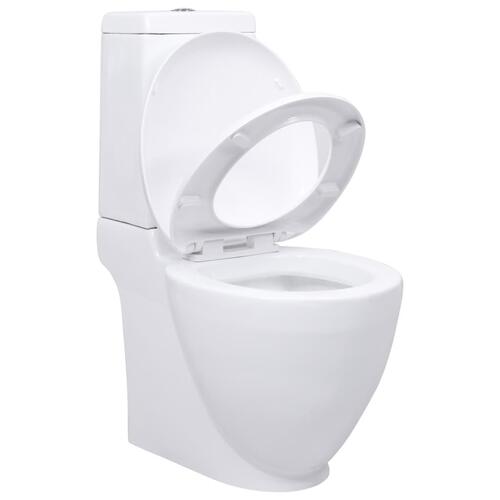 Keramisk toilet afløb i bunden rund hvid