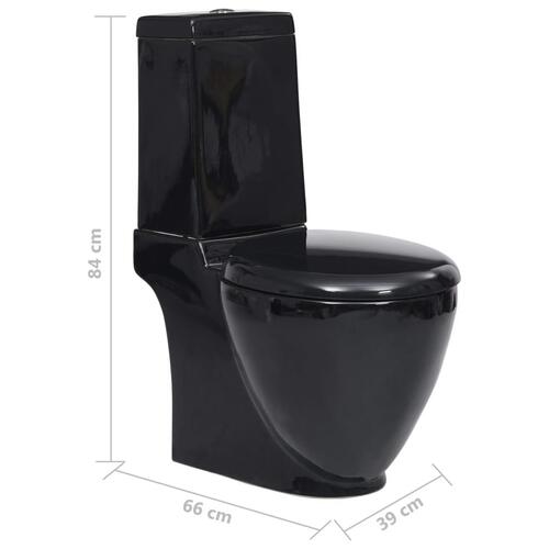 Keramisk toilet afløb i bunden rund sort
