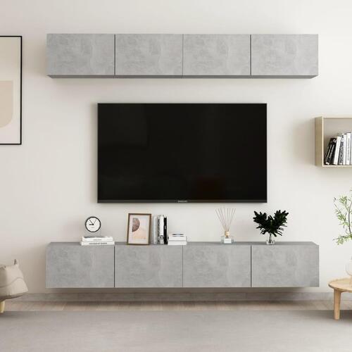Tv-skabe 4 stk. 100x30x30 cm spånplade betongrå