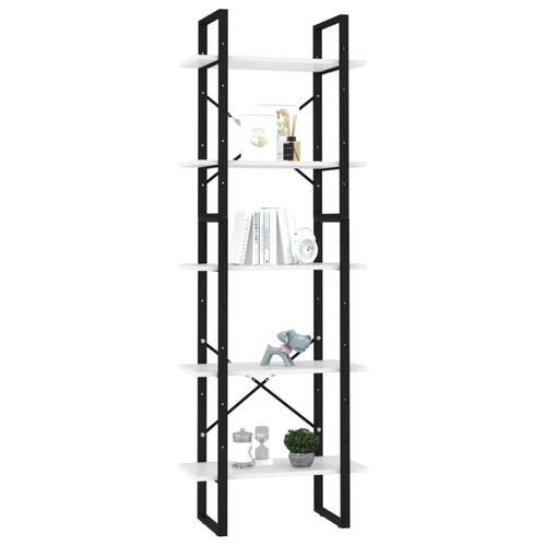 Bogreol med 5 hylder 60x30x175 cm konstrueret træ hvid