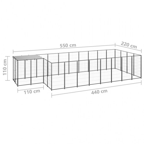 Hundeløbegård 10,89 m² stål sort