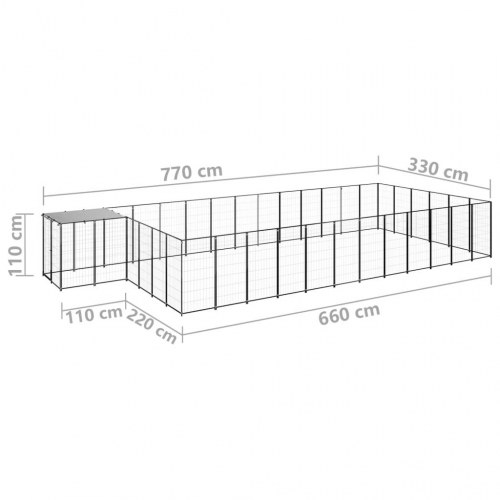 Hundeløbegård 22,99 m² i stål - sort