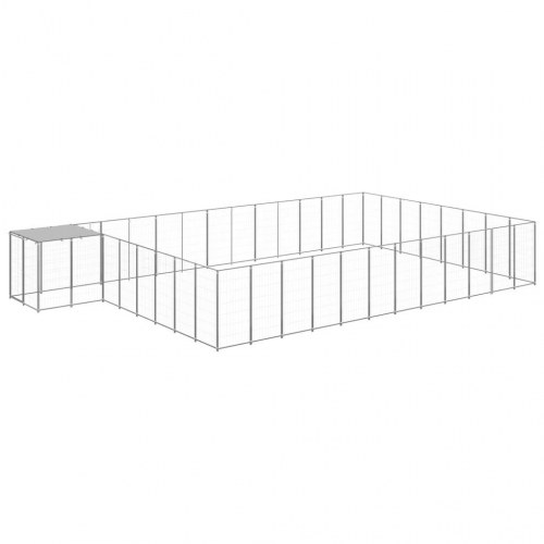 Hundeløbegård 30,25 m² i stål - sølvfarvet med vandafvisende tag