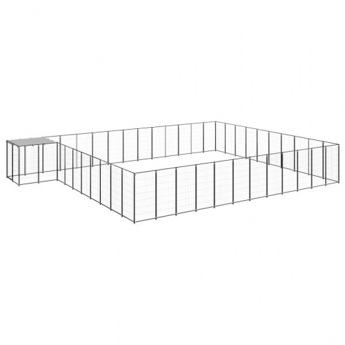 Hundeløbegård i stål - 37,51 m², sort