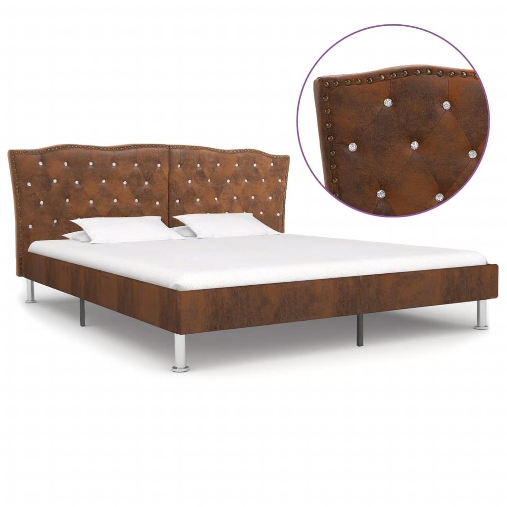 Sengestel brun imiteret ruskind 160 x 200 cm