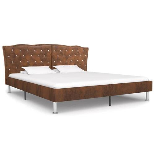 Sengestel brun imiteret ruskind 160 x 200 cm