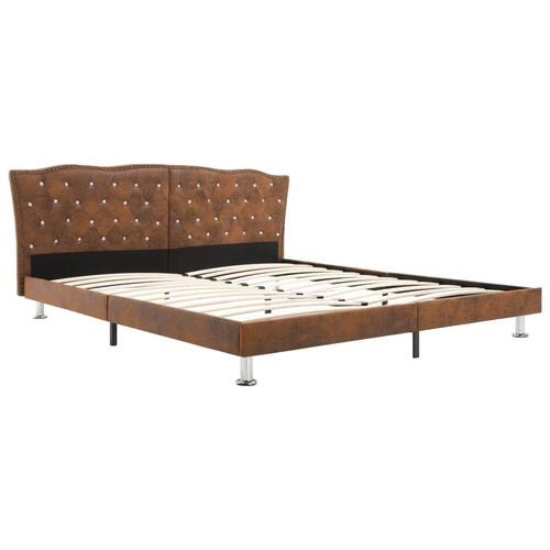 Sengestel brun imiteret ruskind 160 x 200 cm