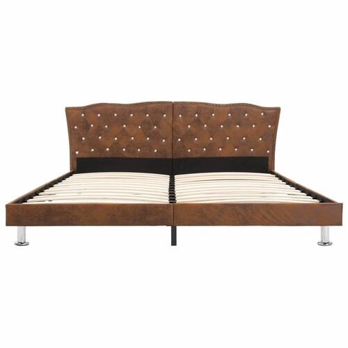 Sengestel brun imiteret ruskind 160 x 200 cm