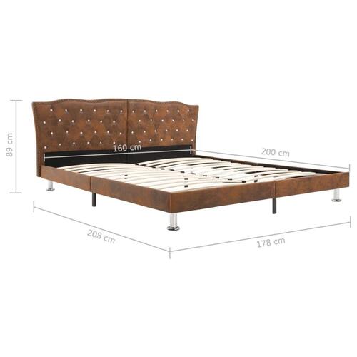 Sengestel brun imiteret ruskind 160 x 200 cm
