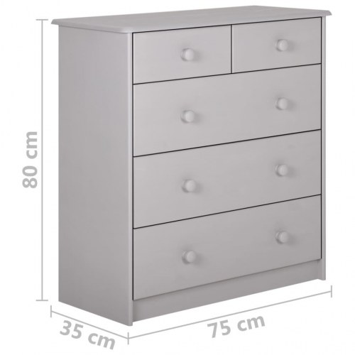 Kommode 75x35x80 cm massivt fyrretræ grå