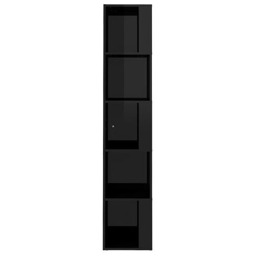 Hjørnereol 33x33x164,5 cm spånplade sort højglans