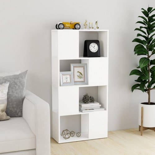 Bogreol/rumdeler i hvid - 60 × 24 × 124,5 cm, konstrueret træ