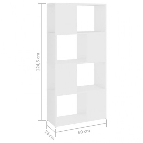 Bogreol/rumdeler i hvid - 60 × 24 × 124,5 cm, konstrueret træ
