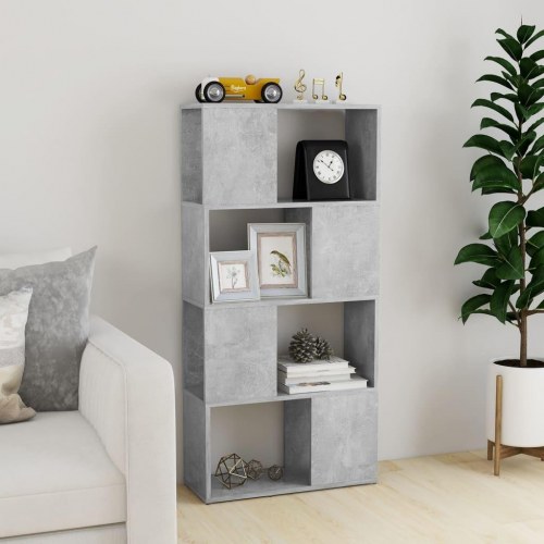 Bogreol/rumdeler 60×24×124,5 cm i konstrueret træ - betongrå