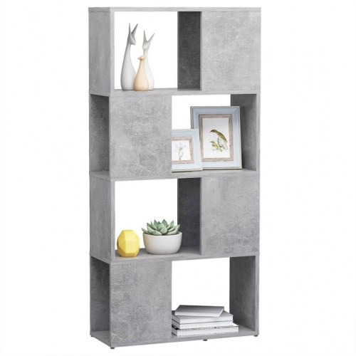 Bogreol/rumdeler 60×24×124,5 cm i konstrueret træ - betongrå