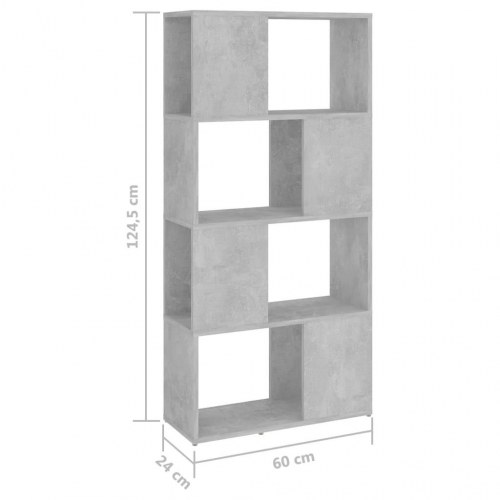 Bogreol/rumdeler 60×24×124,5 cm i konstrueret træ - betongrå