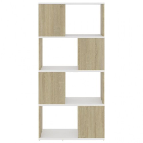 Bogreol/rumdeler 60x24x124,5 cm konstrueret træ hvid sonoma-eg