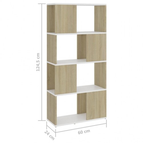 Bogreol/rumdeler 60x24x124,5 cm konstrueret træ hvid sonoma-eg