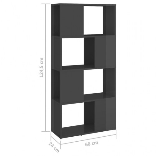 Bogreol/rumdeler 60x24x124,5 cm konstrueret træ grå højglans
