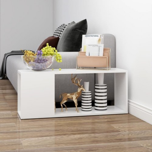 Tv-bord i hvidt konstrueret træ - 80 × 24 × 32 cm