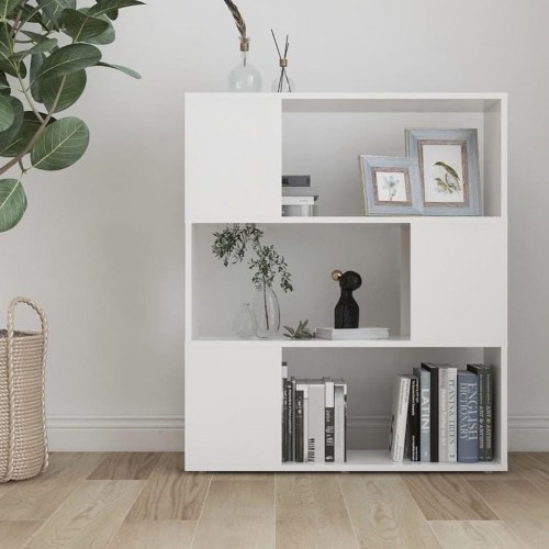 Bogreol/rumdeler - hvid, 80 × 24 × 94 cm i konstrueret træ