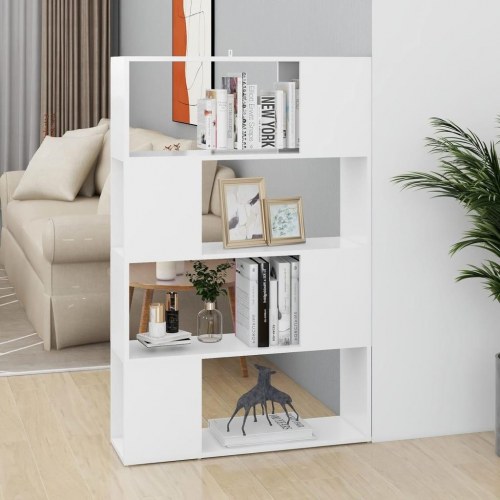 Bogreol/rumdeler i hvid - 80 × 24 × 124,5 cm, konstrueret træ