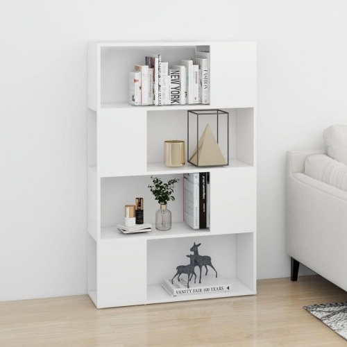 Bogreol/rumdeler i hvid - 80 × 24 × 124,5 cm, konstrueret træ