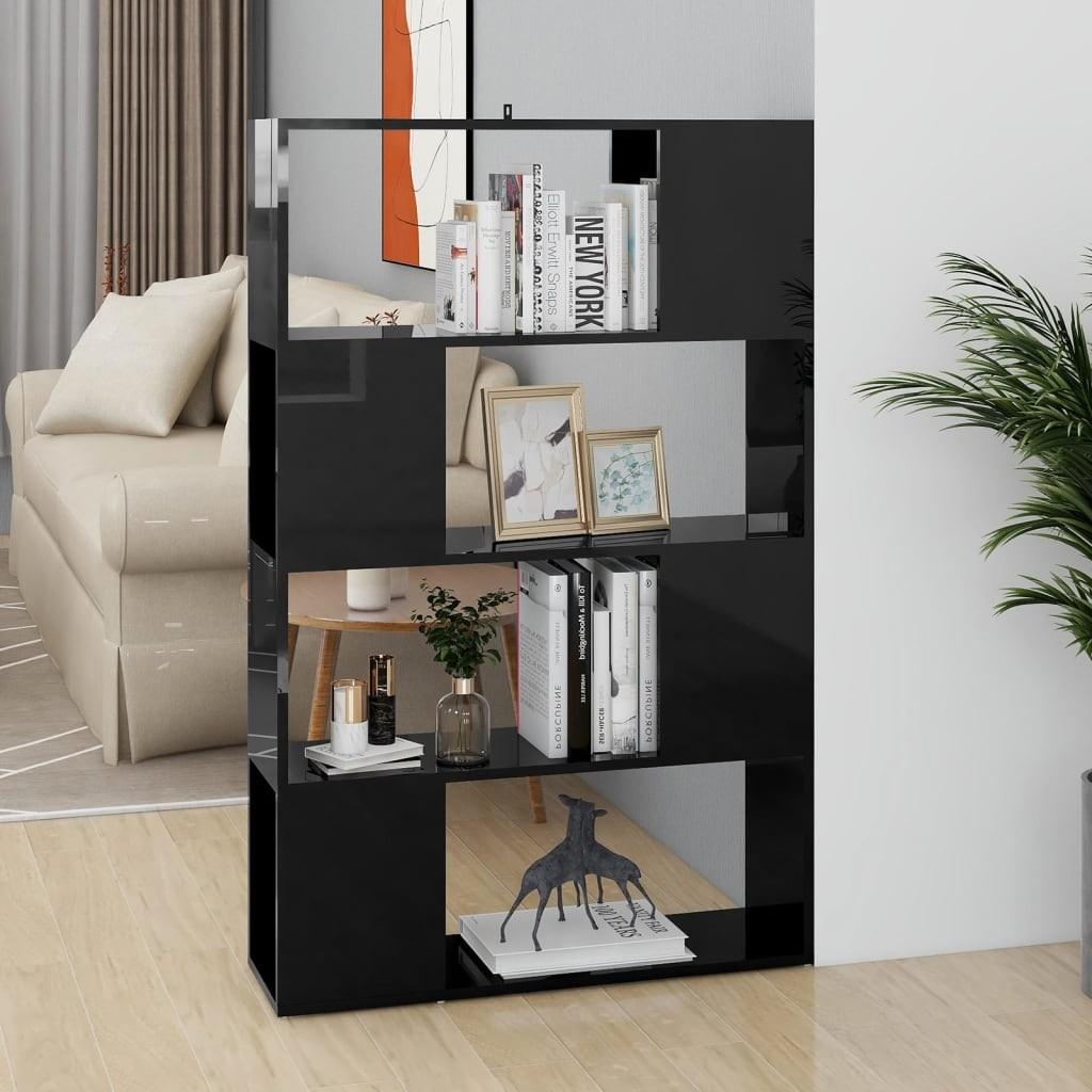 Bogskab/rumdeler 80x24x124,5 cm konstrueret træ sort højglans