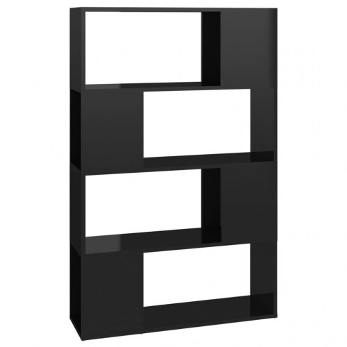 Bogskab/rumdeler 80x24x124,5 cm konstrueret træ sort højglans