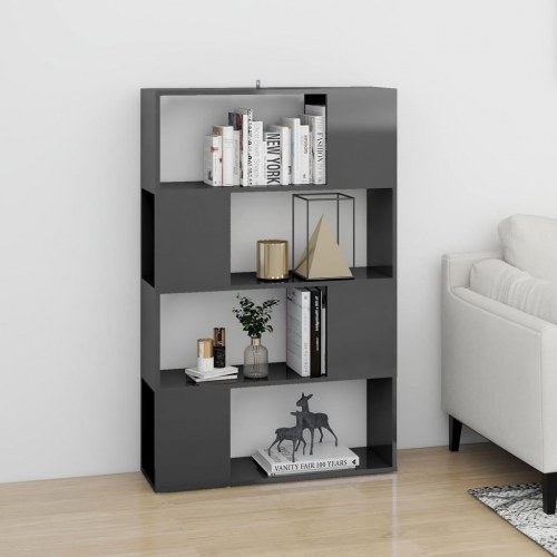 Bogskab/rumdeler 80x24x124,5 cm konstrueret træ grå højglans
