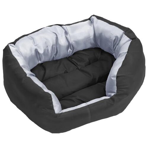 Hundepude 65x50x20 cm vendbar og vaskbar grå og sort