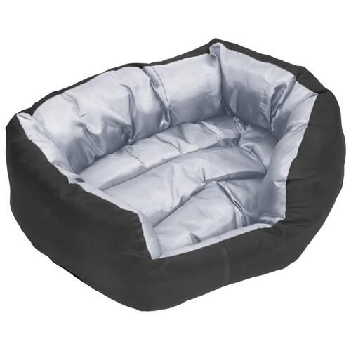 Hundepude 65x50x20 cm vendbar og vaskbar grå og sort