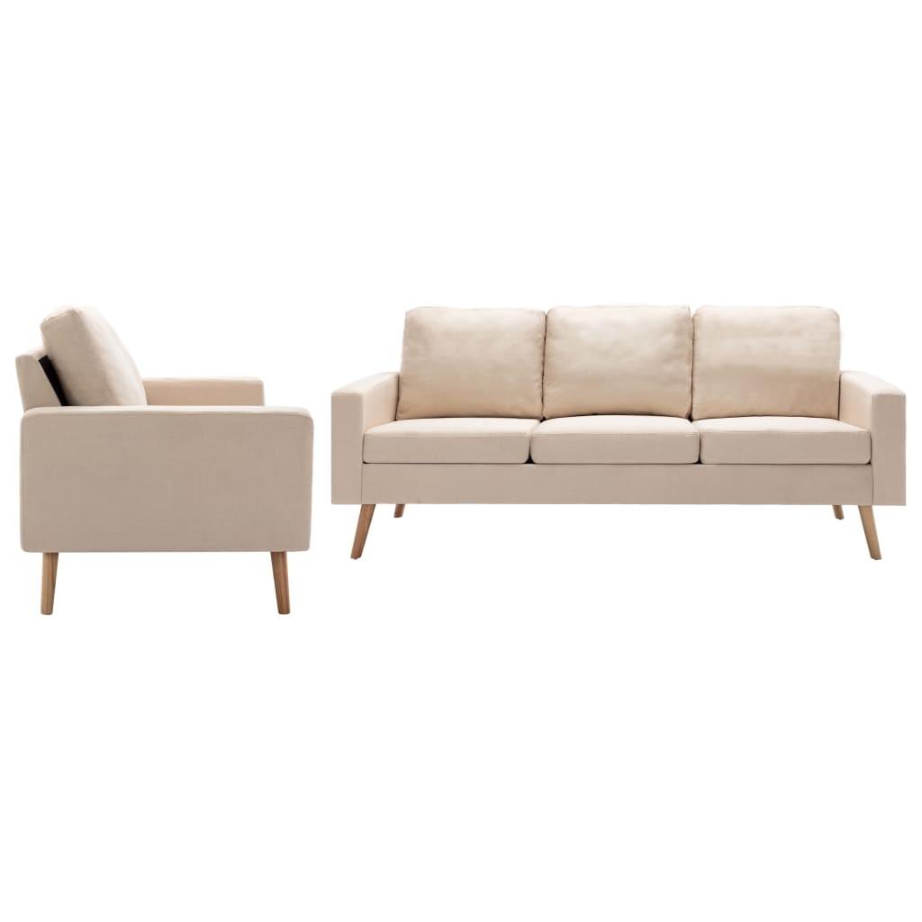 2 personers sofa stof cremefarvet