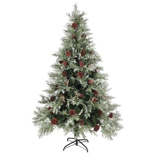 Juletræ med grankogler 120 cm PVC & PE grøn og hvid