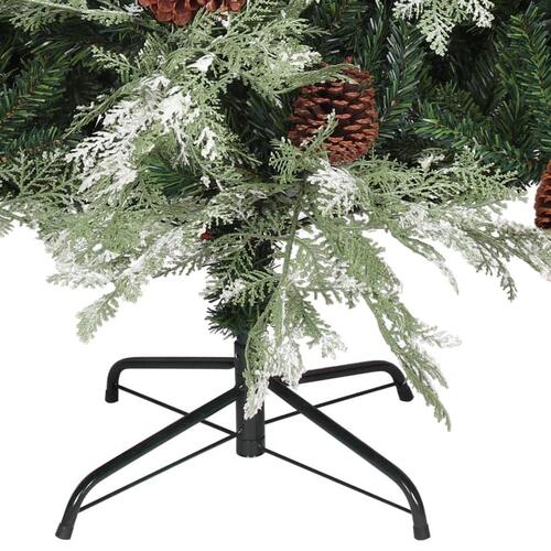 Juletræ med grankogler 120 cm PVC & PE grøn og hvid
