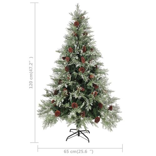 Juletræ med grankogler 120 cm PVC & PE grøn og hvid