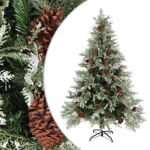 Juletræ med grankogler 150 cm PVC & PE grøn og hvid