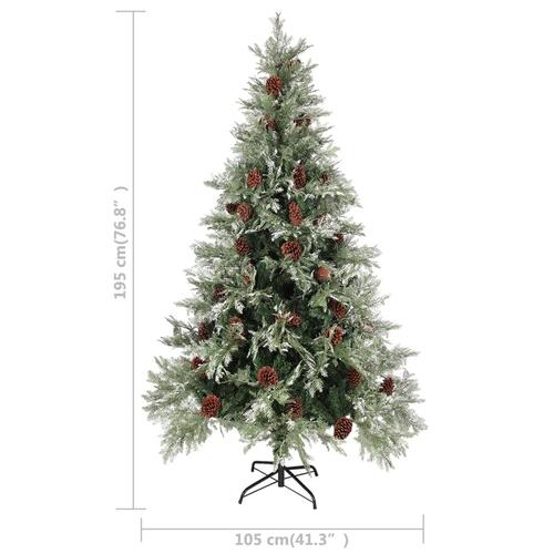 Juletræ med grankogler 195 cm PVC & PE grøn og hvid