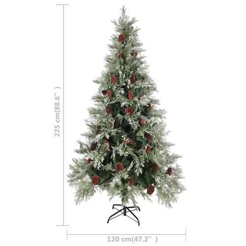 Juletræ med grankogler 225 cm PVC & PE grøn og hvid