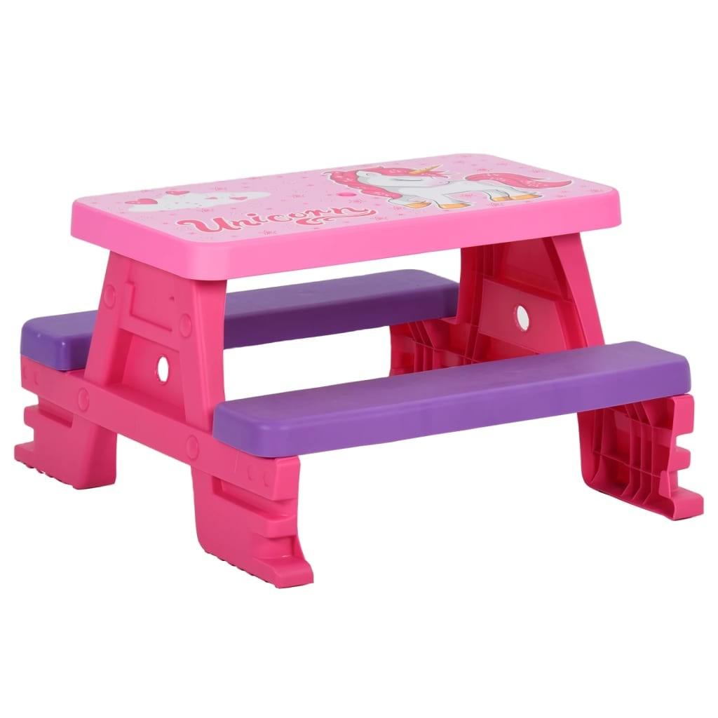 Picnicbord med bænke til børn 79x69x42 cm pink