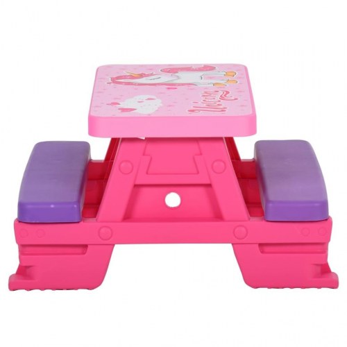 Picnicbord med bænke til børn 79x69x42 cm pink