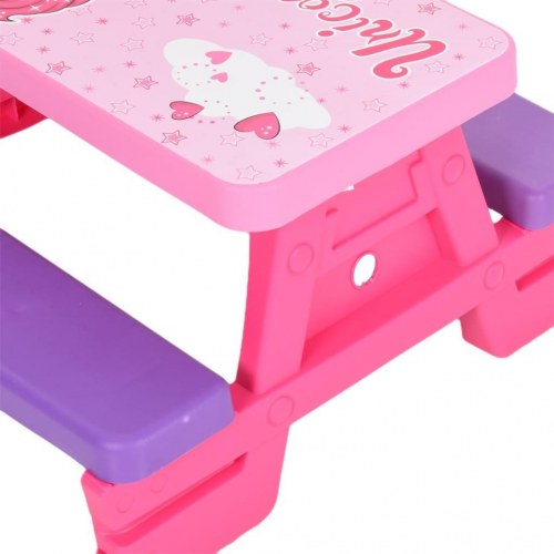 Picnicbord med bænke til børn 79x69x42 cm pink