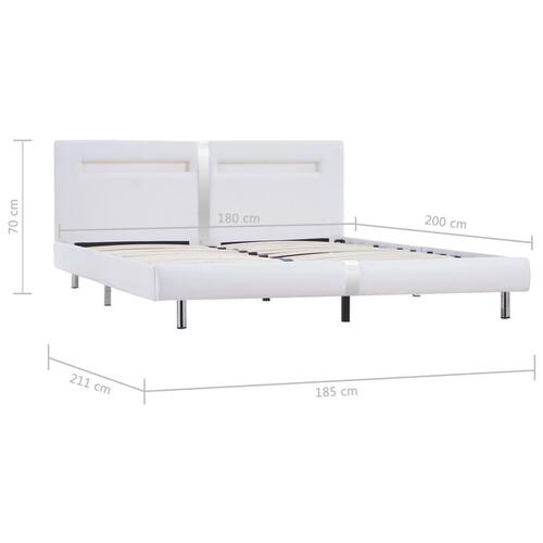 Sengestel med LED 180 x 200 cm hvid kunstlæder