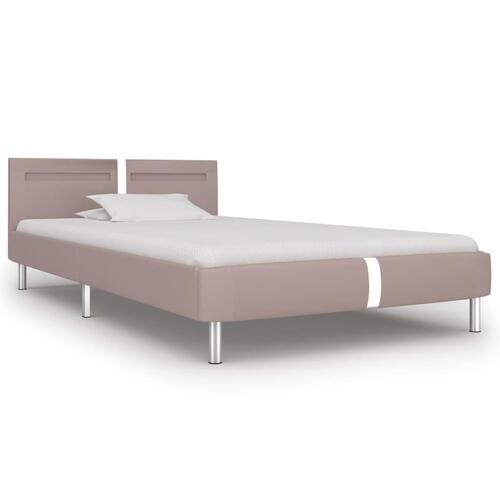 Sengestel med LED 90 x 200 cm cappuccinofarvet kunstlæder